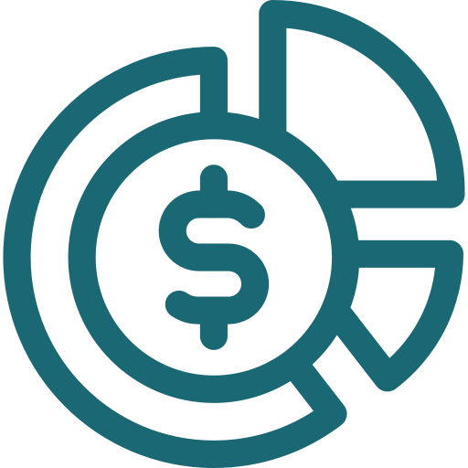 Outline of a teal dollar sign