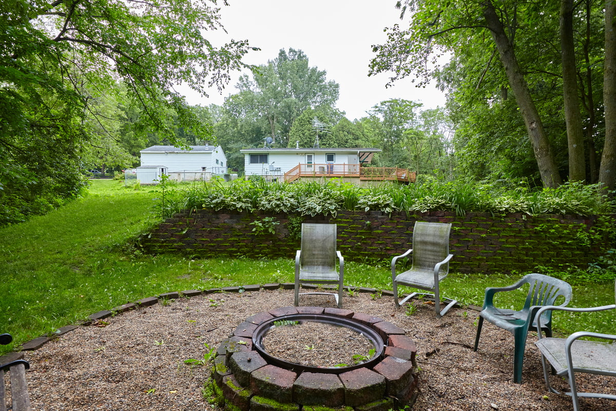 young rural homeowner with backyard firepit representing 	 opportunities for young homeowners